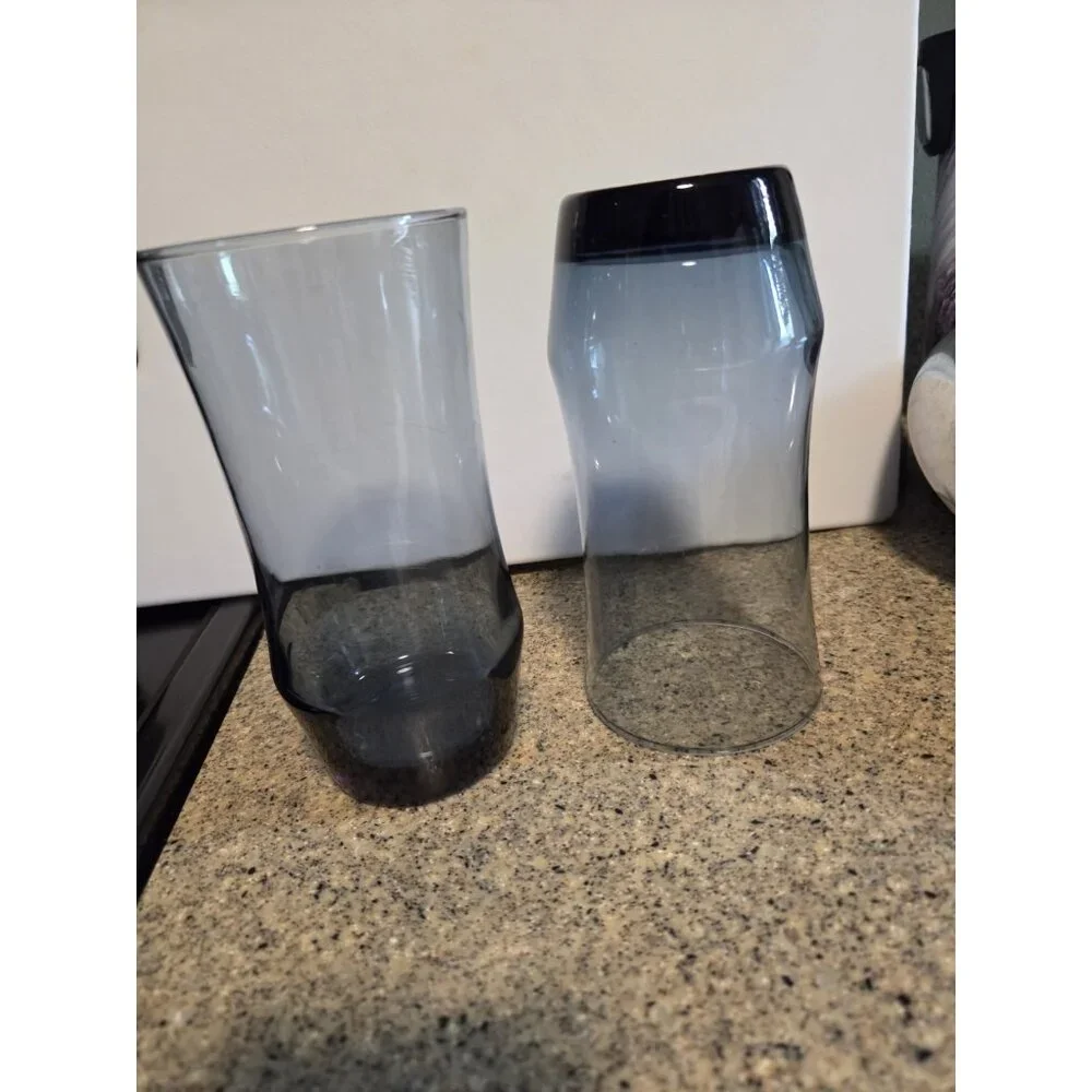 Set of 2 Vintage Libbey APOLLO BLUE 16oz Tumblers Iced Tea Glasses‎ Retro Glass